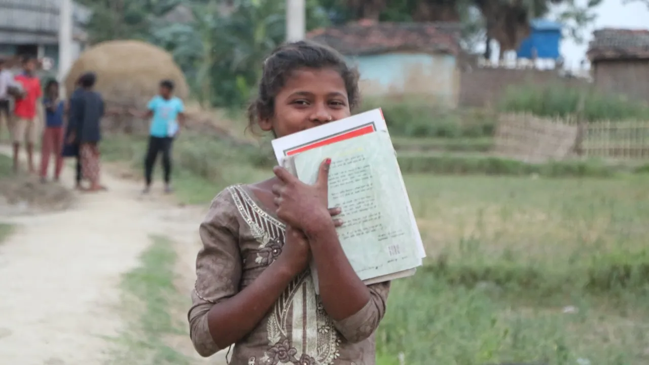 A girl on her way to school in south Nepal